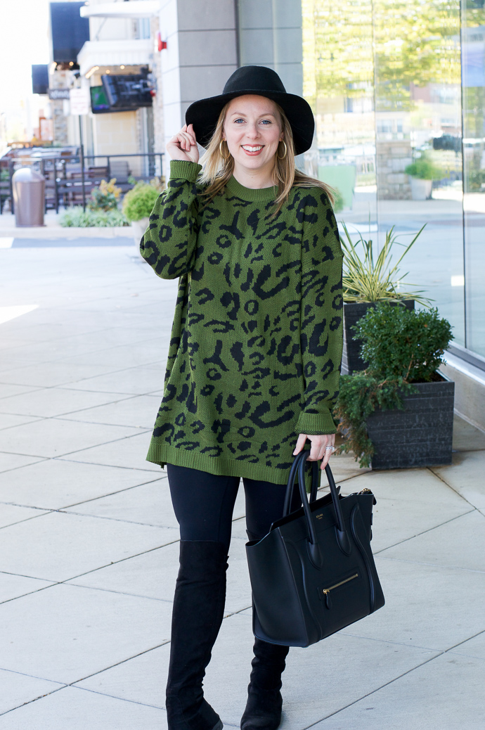 green leopard sweater