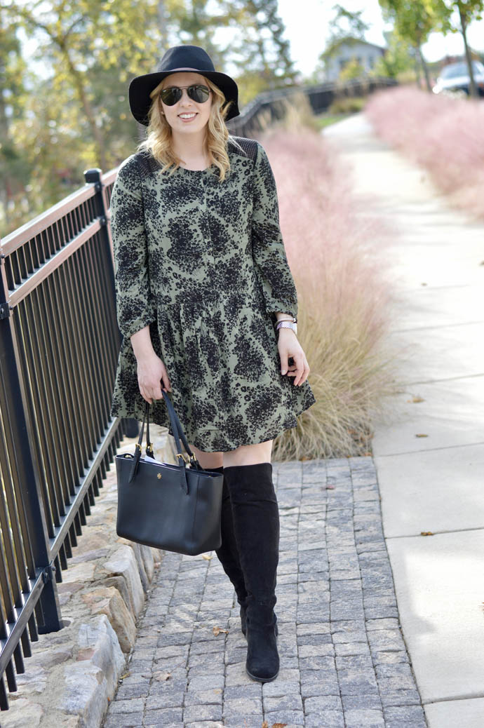 fall olive green dress outfit